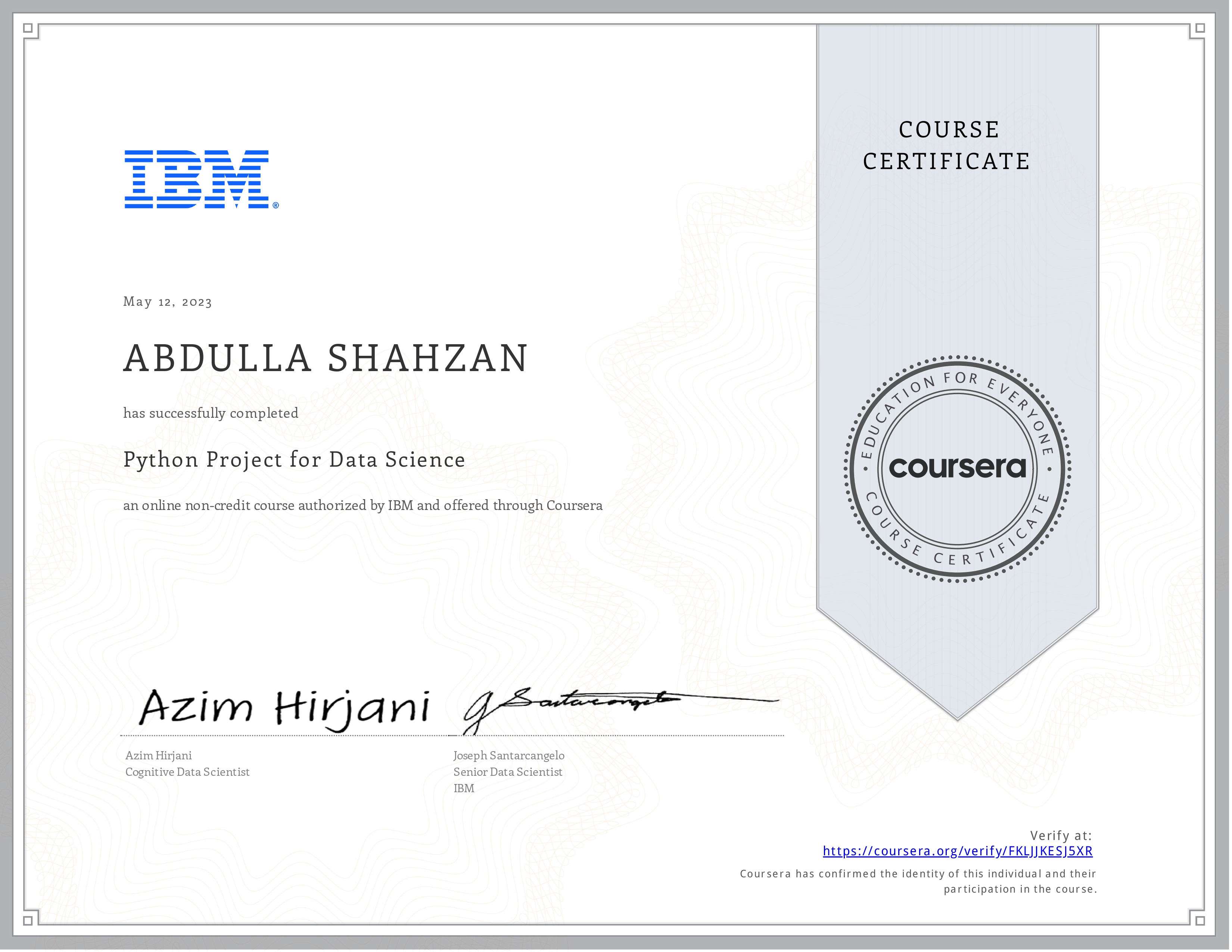 certificate