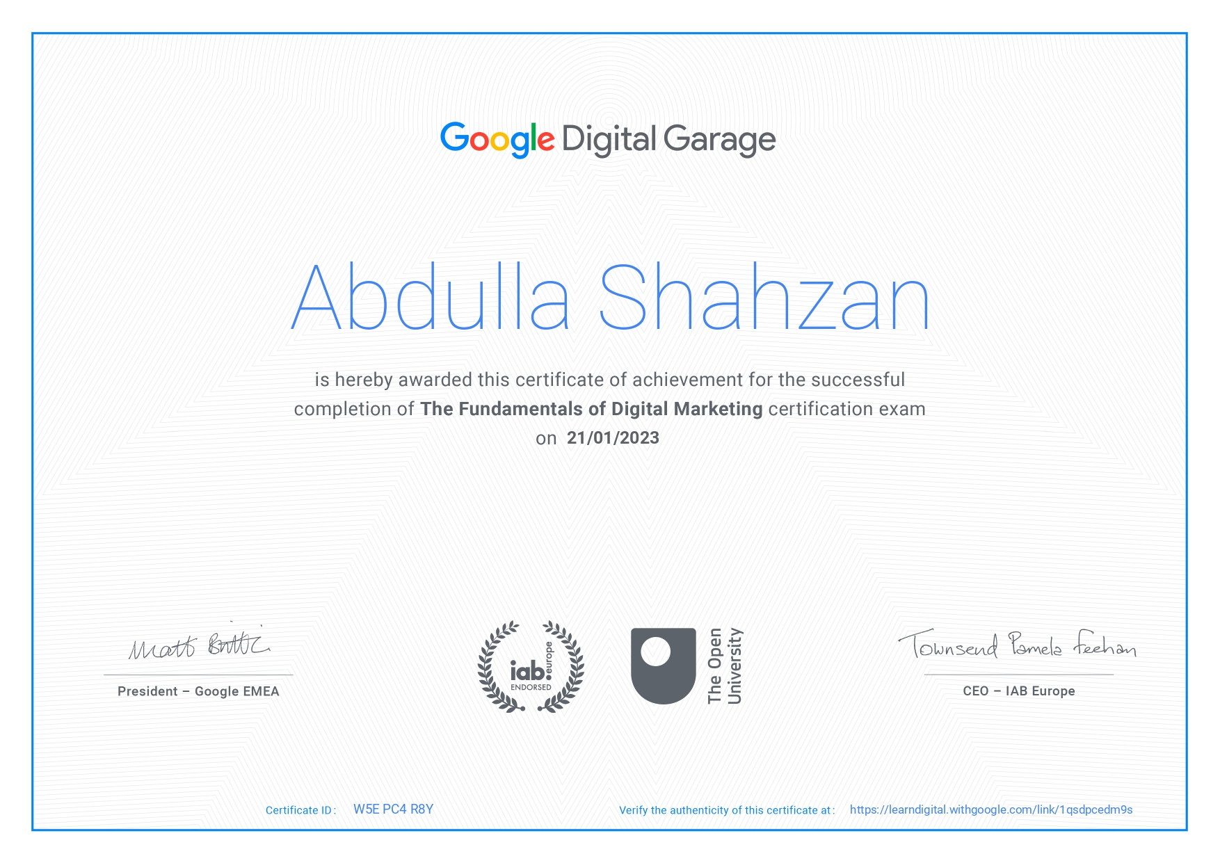 certificate
